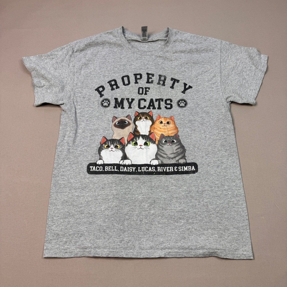 Gildan Property of My Cats Graphic T-Shirt Gray Mens Large Taco Bell Daisy Simba